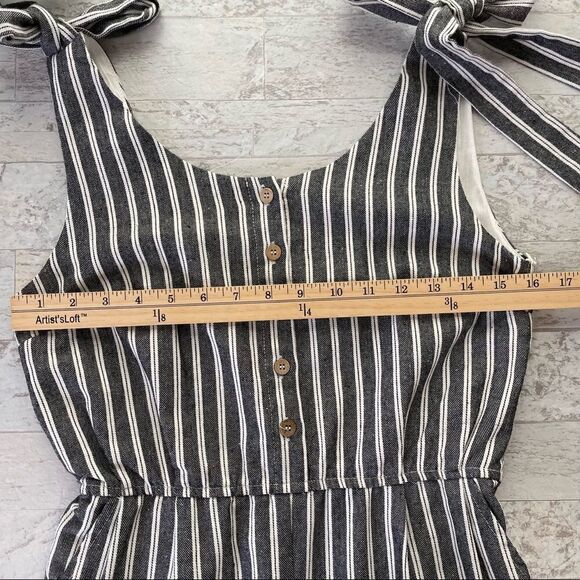 Mod Ref Blue White Stripe Capri Style Jumpsuit Size Small - Picture 10 of 15